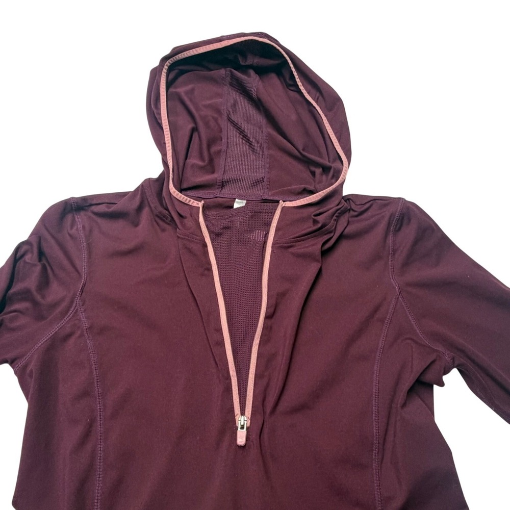 Fabletics Half Zip Hoodie Burgundy Athletic Long Sleeve Running Top Womens M - Picture 4 of 8